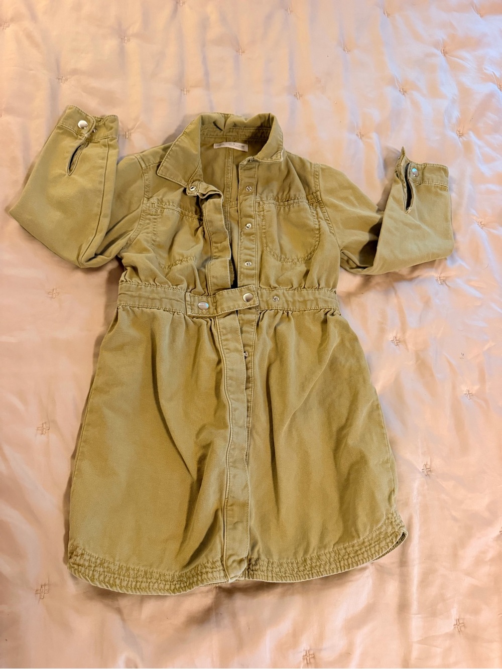 Zara Olive Green Button-Front Utility Romper Dress